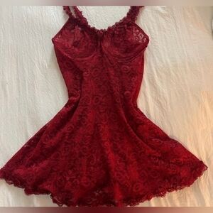 Sexy NWT Vintage 1990’s Cinema Etoile Scarlet Lace Babydoll w/Matching Panty, M!